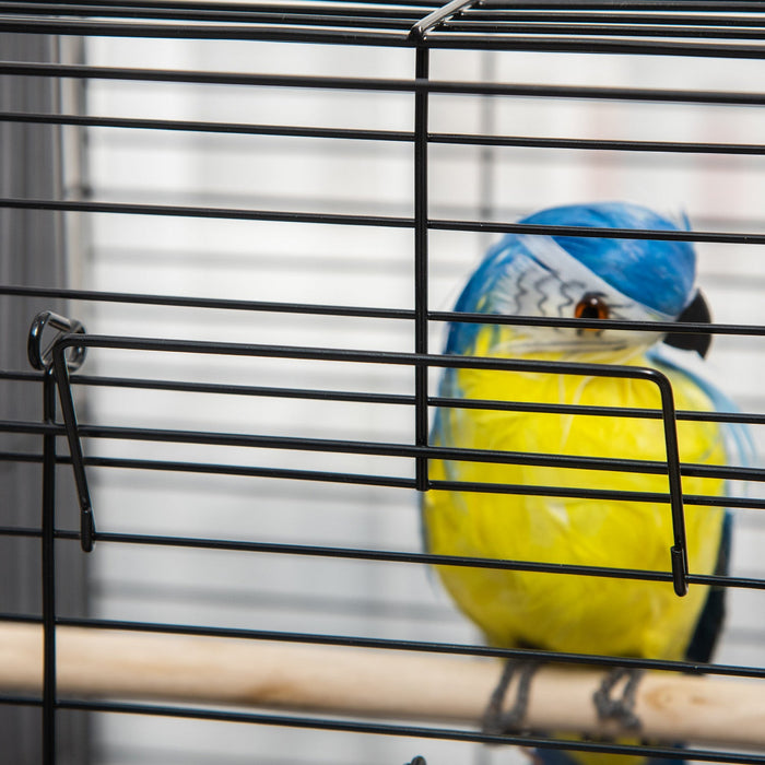 Pawhut 23\" Bird Cage Flight Parrot House Cockatiels Playpen With Open Play Top And Feeding Bowl Perc