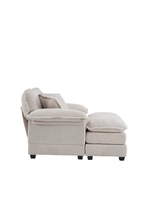 Liam 46.9\" Modern indoor corduroy sofa with 2 soft cushions ,White Sofa  