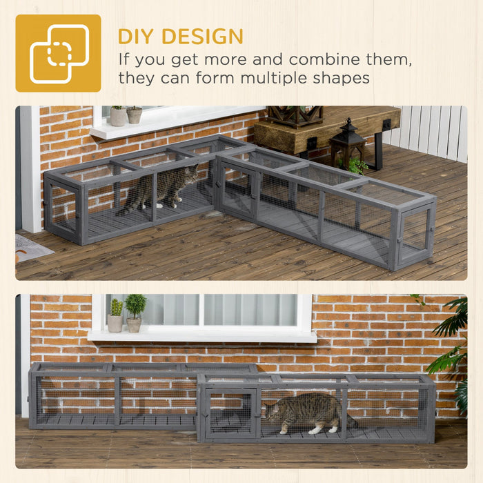 Pawhut 59\" Long Cat Tunnel, Cat Shelter L- Shape With Extendable Design, Cat Enclosure For Indoor/ou