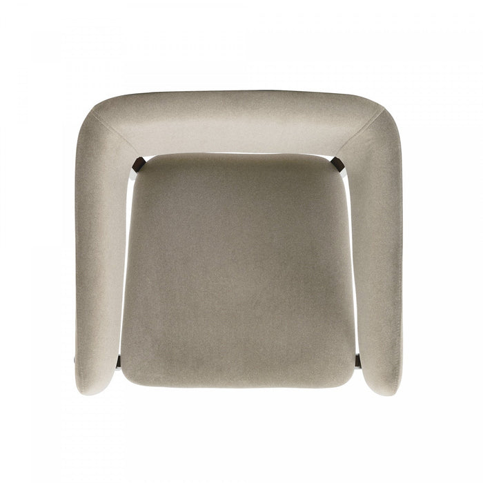 Blake Modern Wood Faux Mohair Armchair in Natural 