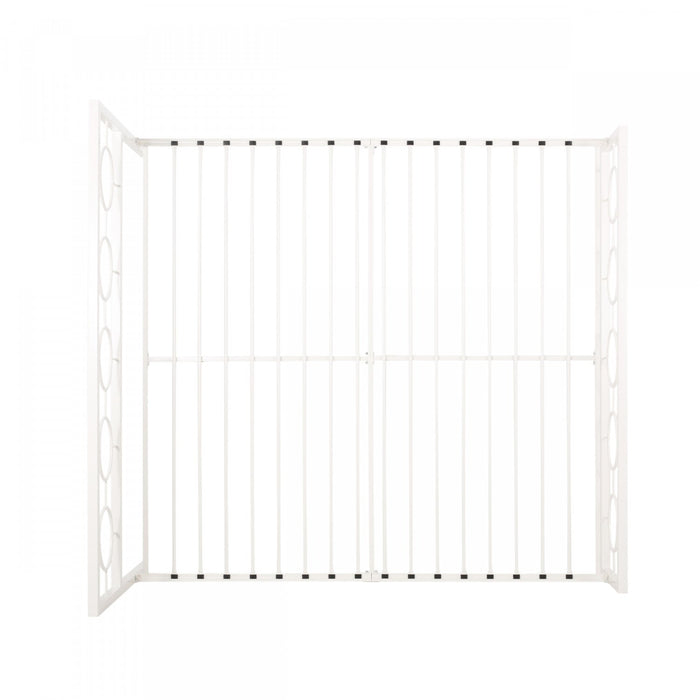 Robert Metal Construction Bed Frame With Circular Design Headboard And Footboard,king Size,white King Bed 