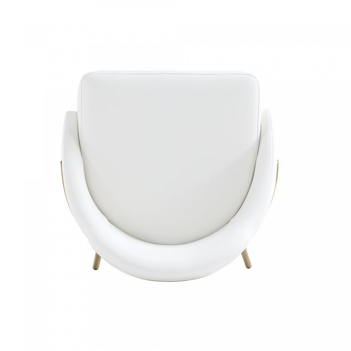 Gracie Modern Metal Upholstered Counter Stool in White and Gold Armoire 