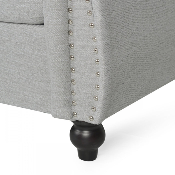 Colin Fabric 3 Seater Sofa With Tufted Back And Nailhead Trim - Grey 