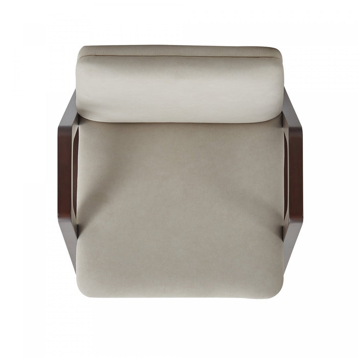 Stella Modern Wood Velvet Armchair in Champagne 