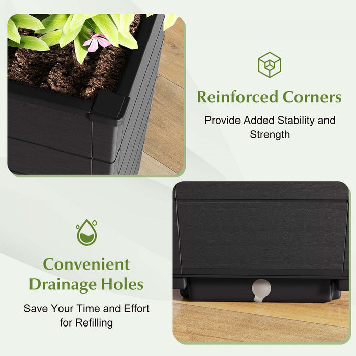 Costway 23" Tall Planter Set Of 2 For Indoor/ Outdoor Use Large Self-watering Plant Pot Black