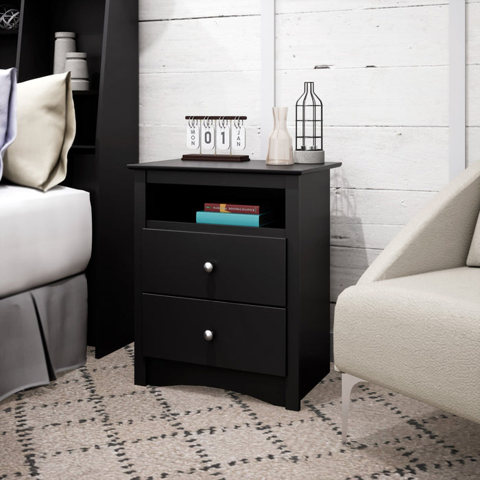 Sonoma Tall 2-Drawer Nightstand - Black