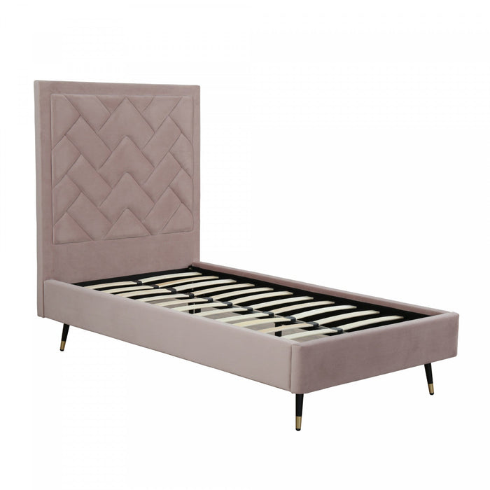Crosby Modern Upholstered Velvet Twin Bed in Blush 