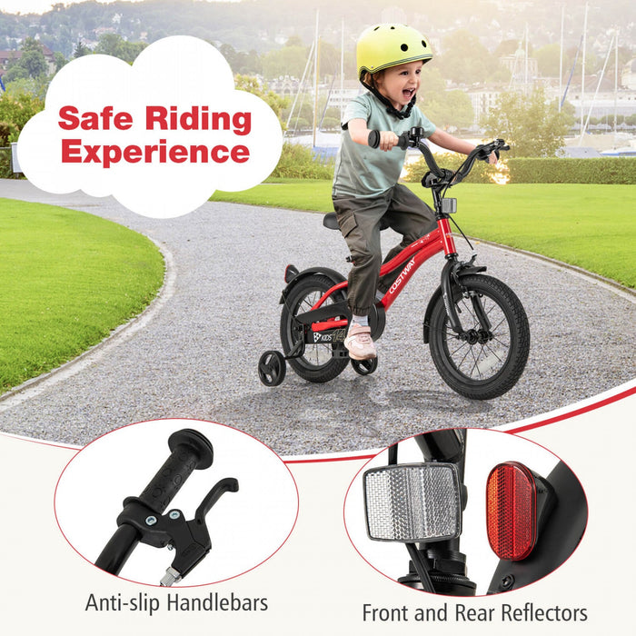 Costway 14" Kids Bike For 3-5 Years Old Boys & Girls With Adjustable Seat Handbrake Reflectors Red