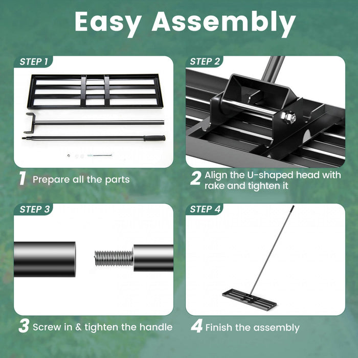 Costway Lawn Leveling Rake 36" X 10" Heavy Duty Level Lawn Tool For Garden Backyard/lawn Black