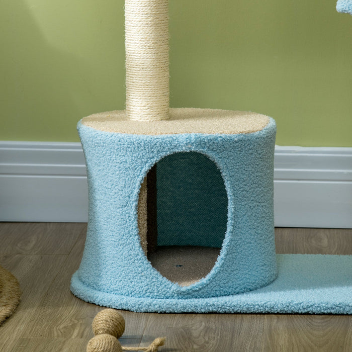 Pawhut 41\" Lovely Cat Tree For Indoor Cats With Teddy Fleece House And Bed, Kitten Tower With Scratc