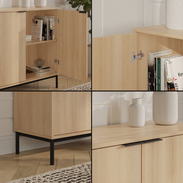 Nordika Slim 2-Door Storage Cabinet - Natural Blonde Oak 