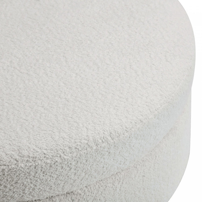 Sophia Round Storage Ottoman Coffee Table with Tufted Upholstery - White 