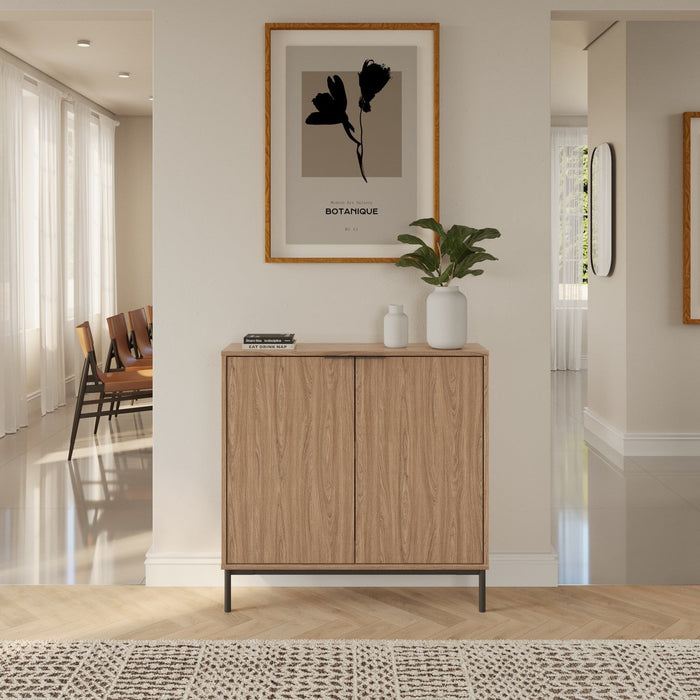 Nordika Slim 2-Door Storage Console Accent Cabinet - Light Walnut 