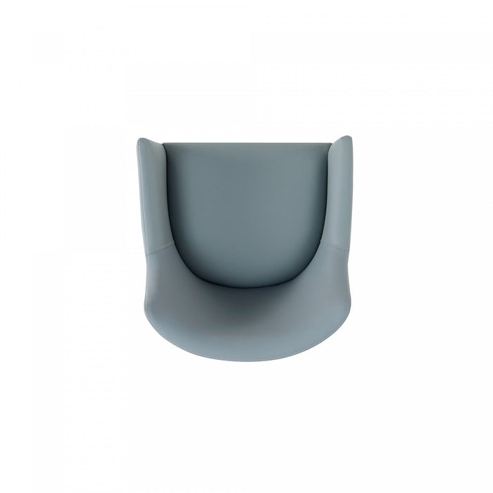 Gansevoort Modern Wood Vegan Leather Armchair in Pewter - Set of 2 