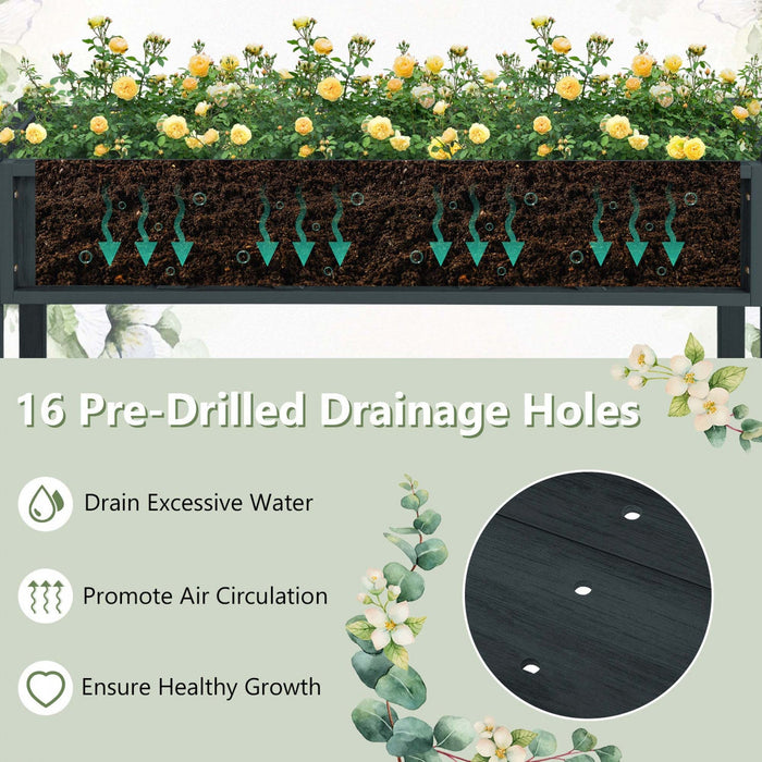 Costway Hips Raised Garden Bed Poly Wood Elevated Planter Box With Legs, Storage Shelf Black