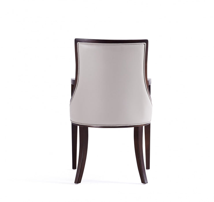 Grand Traditional Wood Upholstered Armchair in Light Gray - Set of 2 Dining Chair 