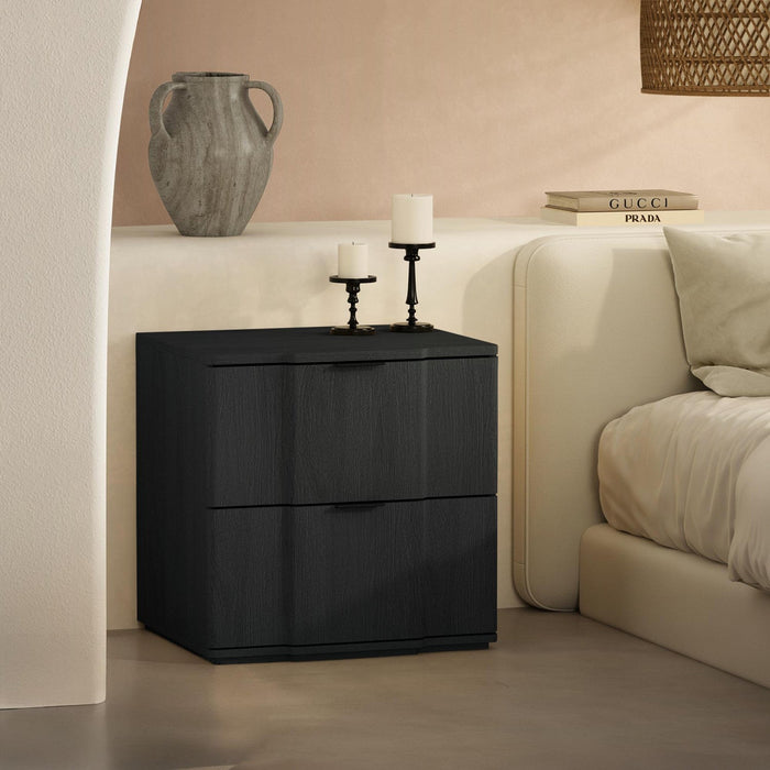 Clive Mid-Century Modern 22\" Nightstand in Black and Gold (2-Drawer) 