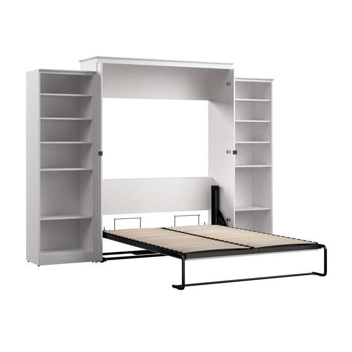 Bestar Key West Queen Murphy Bed with Closet Organizers (119 W) - Pure White Oak