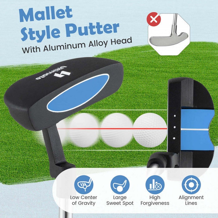 Ultimate Junior Golf Club Set For Children Includes 165cc #3 Fairway Wood & #7 Iron Blue