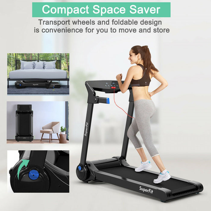 Superfit 3hp Folding Electric Treadmill Running Machine W/ Speaker Blue