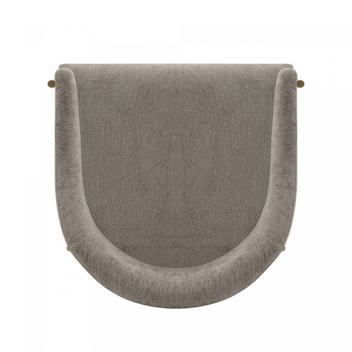 Lia Modern Metal Chenille Armchair in Stone - Set of 2 Dining Chair 