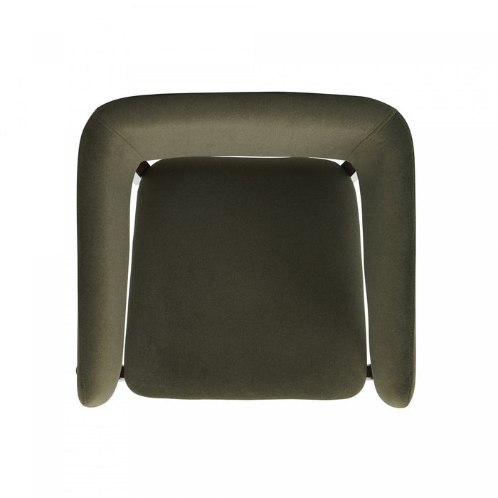 Blake Modern Faux Mohair Wood Armchair in Green - Set of 2 Dining Chair 