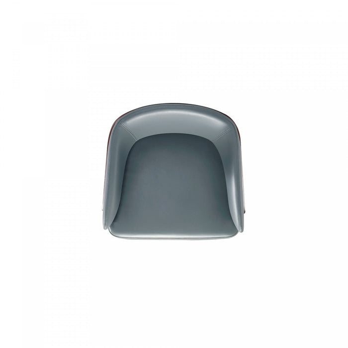 Reeva Modern Wood Vegan Leather Dining Chair in Gray - Set of 2 