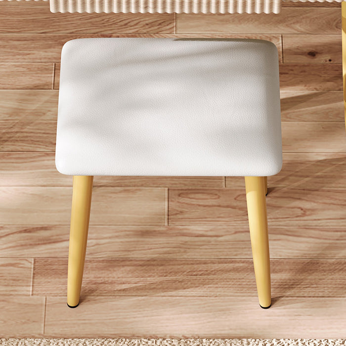 Isabella 4-Drawer Vanity Table Set with LED Mirror and Metal Legs,Yellow Brown Mirror Cabinet  