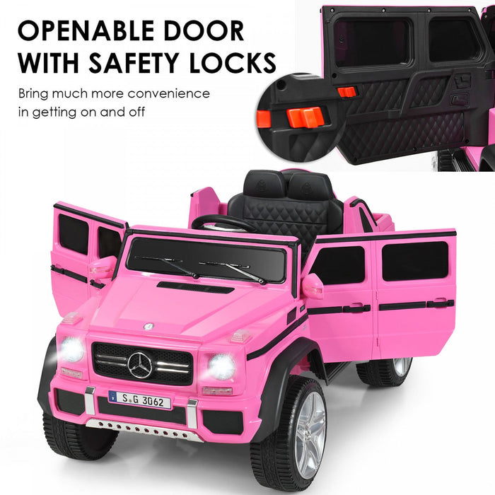 12v Licensed Mercedes-benz Kids Ride On Car Rc Motorized Vehicles W/ Trunk Pink