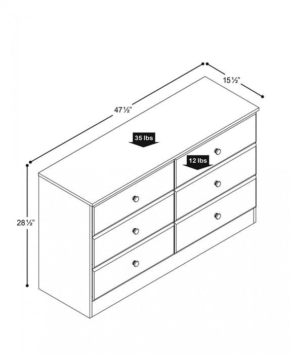 Astrid Kids 6-Drawer Dresser - White