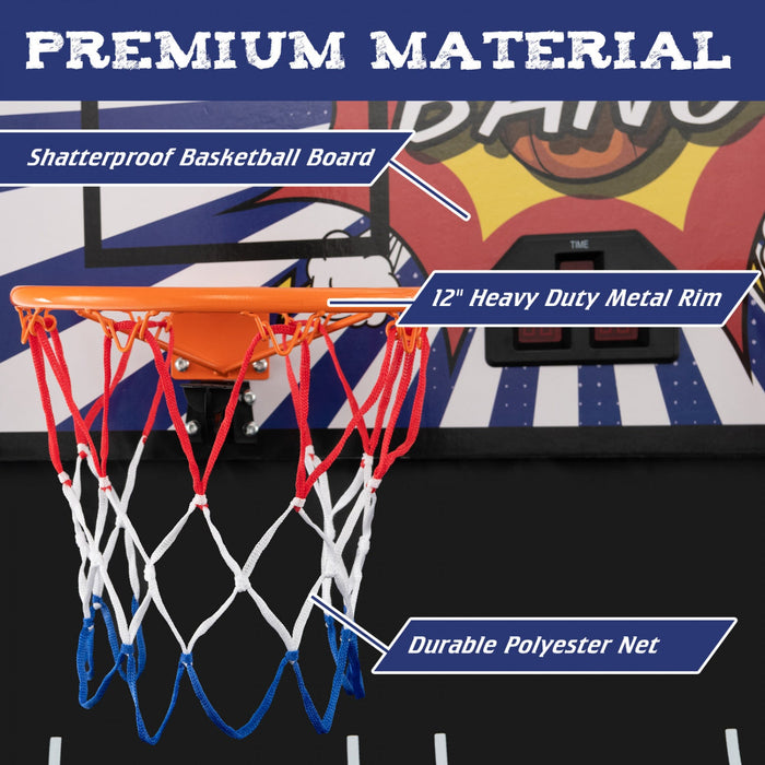Costway Dual Shot Basketball Arcade Game With 8 Game Modes Arcade Sound Electronic Scoring White