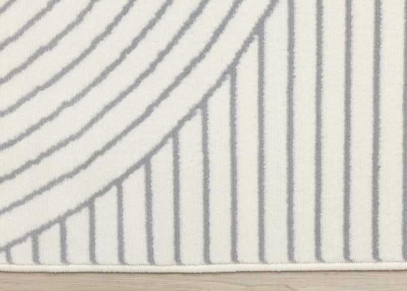 Forte White Grey Curved Arches Indoor Area Rug - 6'7\" x 9'6\"