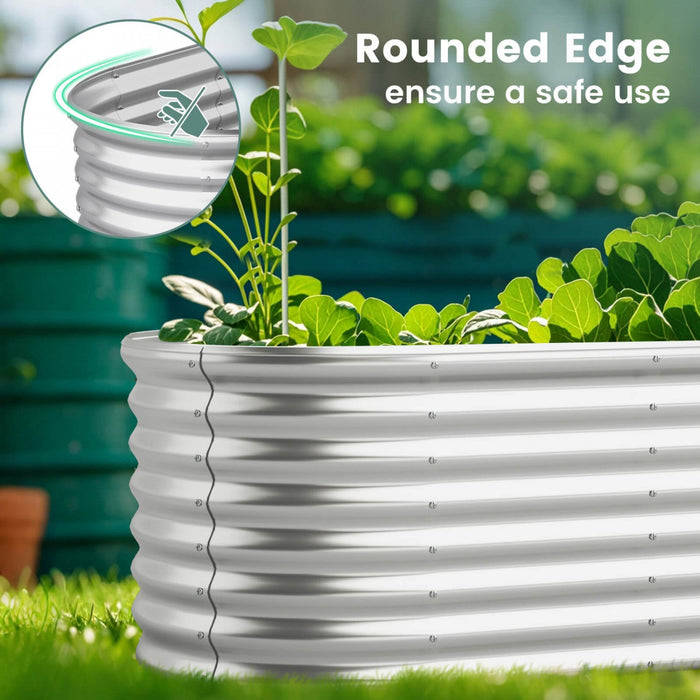 Costway 2 Pcs Raised Garden Bed Kit Planter Raised Garden Boxes Outdoor 65" X 32" X 24" Silver