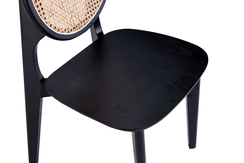 Versailles Industry Chic Wood Dining Chair in Black and Natural - Set of 4 