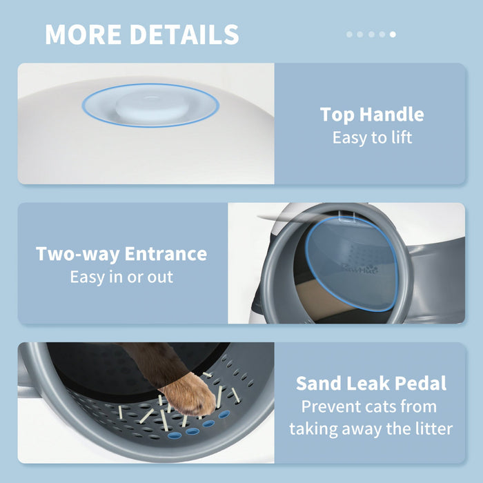 Pawhut Foldable Cat Litter Box With Lid, Covered Litter Box W/ High Sides, Air Freshener, Large Fron