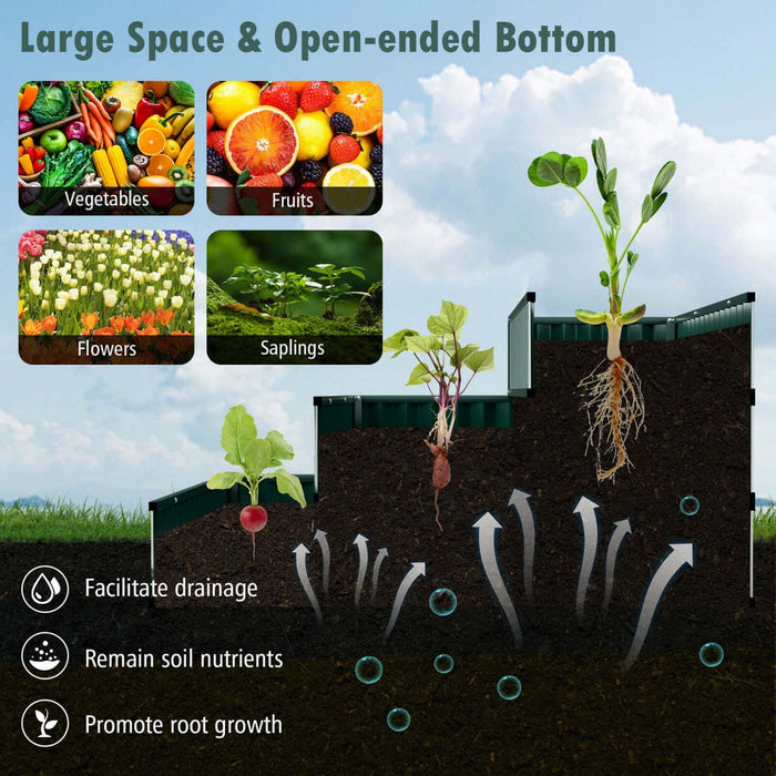 Costway 1 Pcs 3-tier Raised Garden Bed,47" X 47" X 24" Metal Outdoor Elevated Planter Box Green
