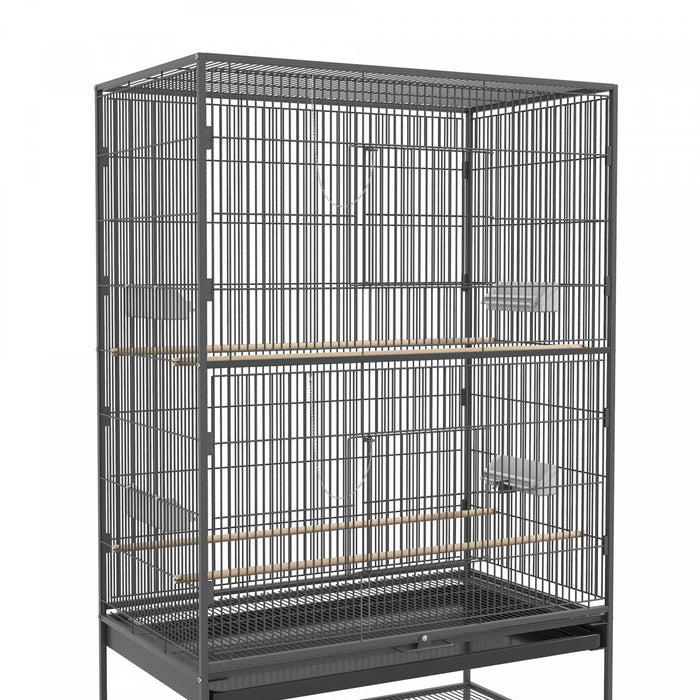 Pawhut 60\" Bird Cage With Stand For Cockatiels Canaries Lovebirds Finches, Budgie Cage With Wheels, 