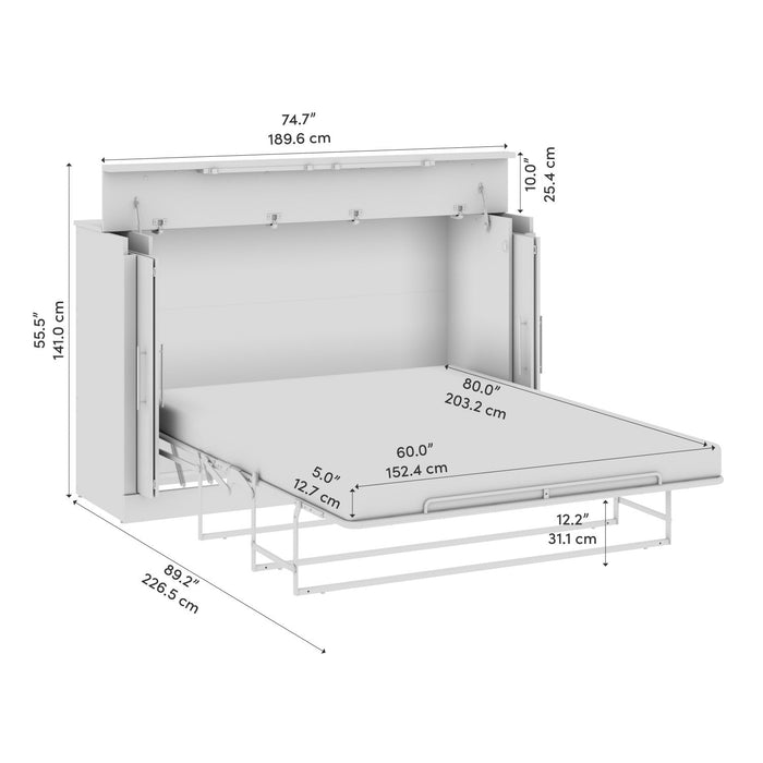 Bestar Pur 69 W Full Cabinet Bed with Mattress - White