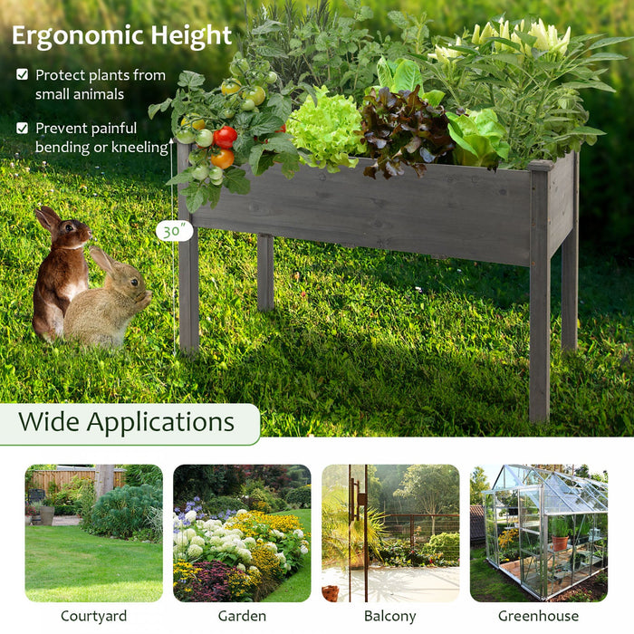 Costway Wooden Raised Vegetable Garden Bed Elevated Grow Vegetable Planter Grey
