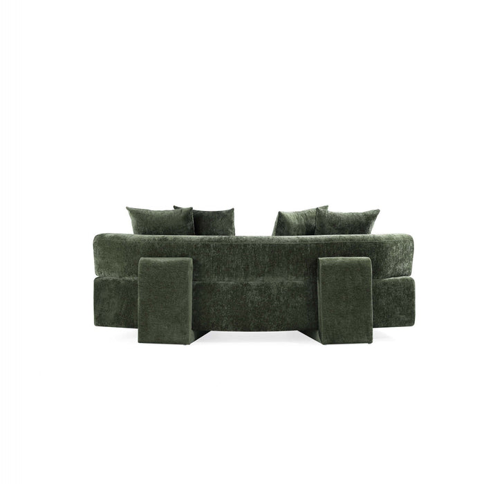 Verandah Mid-Century Modern 91\" Chenille Sofa in Olive Green 