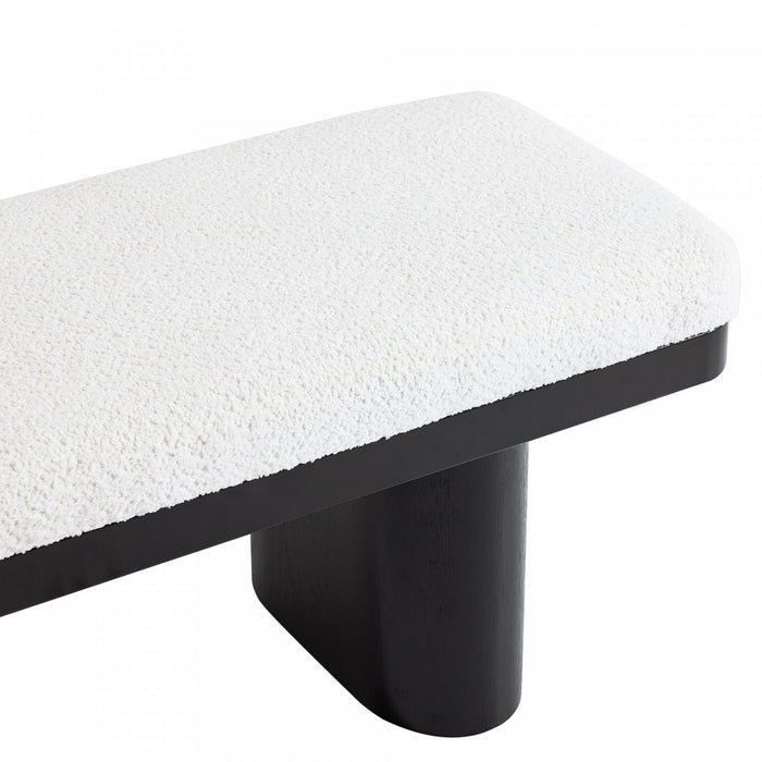 Olivia 47.5\" Wood Bed Bench Ottoman with Teddy Velvet Upholstery and Wooden Legs,Black  