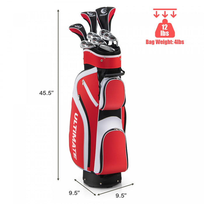 Ladies Womens Complete Golf Clubs Set 10 Pieces Includes Alloy Driver Red