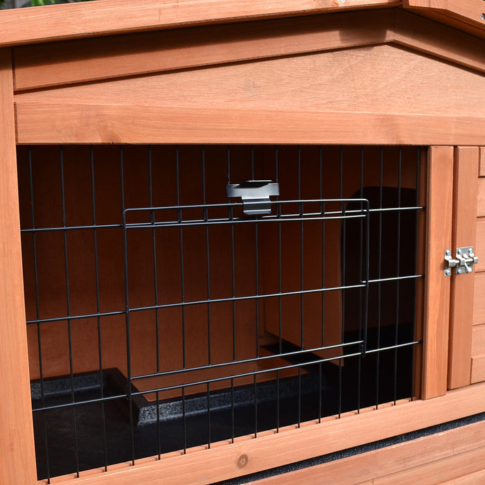 Pawhut 2 Tier Rabbit Hutch Guinea Pig Hutch Ferret Cage With Ramp Slide Out Tray For Indoor Outdoor 