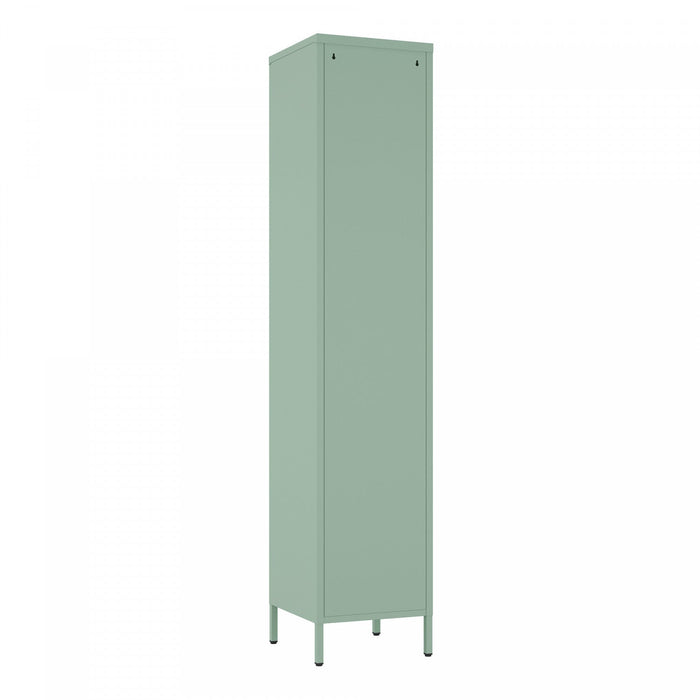 Naomi Modern 15\" Metal Storage Cabinet in Sage Green Armoire 