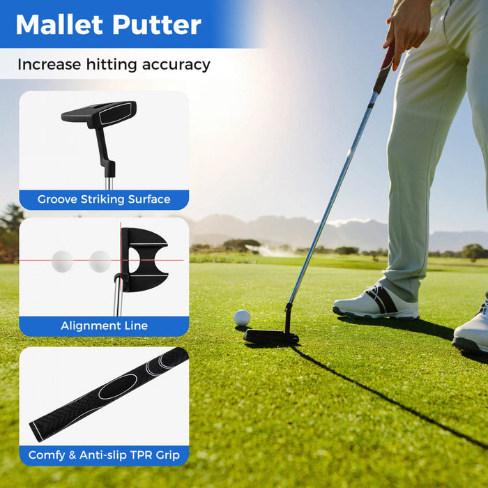 Costway Men's Complete Golf Clubs Package Set 10 Pieces Includes Alloy Driver Black