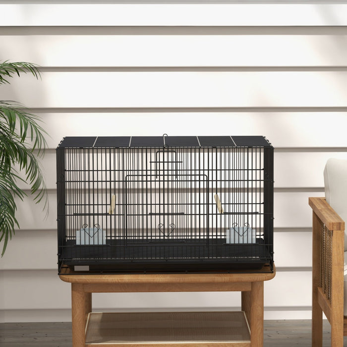 Pawhut 17.7\" Birdcage For Canaries, Lovebirds Finches, Budgie Cage With Removable Tray, Bottom Mesh 