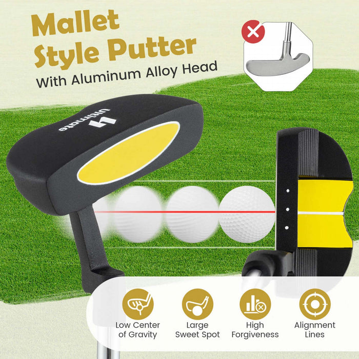 Ultimate Junior Golf Club Set For Children Includes 165cc #3 Fairway Wood & #7 Iron Yellow