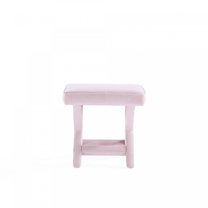 Abigail Mid-Century Modern Upholstered Velvet Accent Bench in Pink 