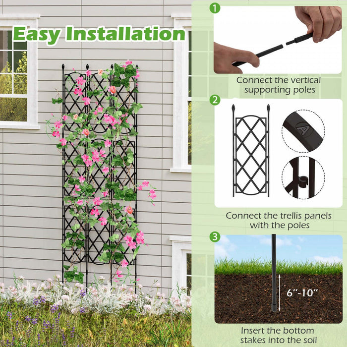 Costway 1 Pcs 58" X 73" Garden Trellis For Climbing Plants Rustproof Metal Plant Support Frame