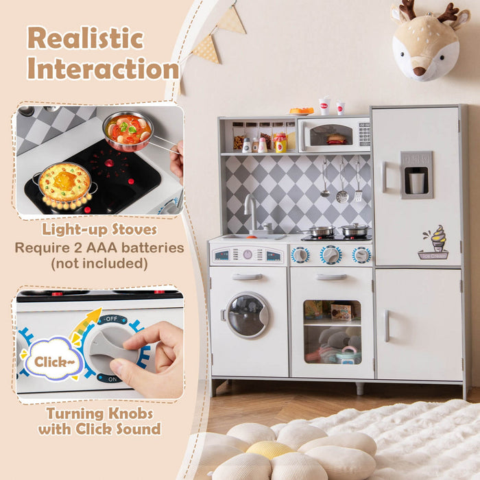 Costway Kids Kitchen Playset With Realistic Lights & Sounds Ice Maker Stoves Sink Oven